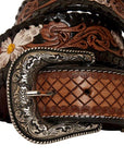 Checkered Handtooled Belt- S-4059-