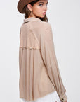 Rose Gauze Waffle Flowy Top- Taupe-