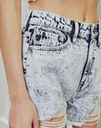 Acid Wash High Rise Mom Short with Distressed Hem KC9145AC