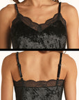 Velvet Cami with Lace Trim- R&RD Black S