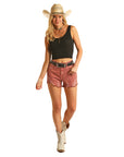 Dusty Pink Ribbed Shorts