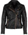 Peggie Leather Jacket- Black Beige-