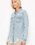 Distressed Denim Shirt - RDJ1137- Light