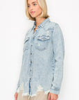 Distressed Denim Shirt - RDJ1137- Light