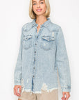 Distressed Denim Shirt - RDJ1137- Light