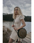 Magnolia Morn Hand-Tooled Round Bag