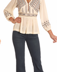 Empire Waist Embroidered Top- LW52T04695