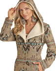 Aztec Print Wool Long Jacket