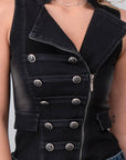 Denim Oblique Cut Vest/Tank- Black