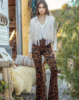 Velvet Floral Black Flare Pants