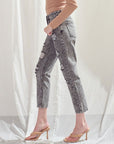 Acid Wash Black High Rise Slim Straight