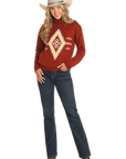 Aztec Turtleneck Sweater- BW32T04503- Red-