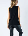 Lace-Contrast Tank with Shoulder Patches
