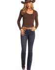Shimmer Top- BW32T05288- Brown-