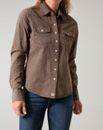 Kaycee Denim Top- Brown-