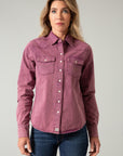 Kaycee Denim Top- Wine-