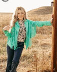 Shimmer and Shine Suede Jacket- Turquoise-