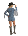Denim Romper with Fringe