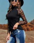 Lace Sleeve High Neck Shirt