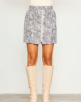 Suede Snakeskin Pattern Skirt- White