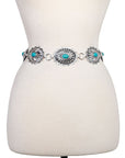Oval Classic Concho Belt- Silver/Turquoise-
