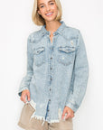Distressed Denim Shirt - RDJ1137- Light