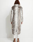 Kathmandu Luxe Faux Fur Trench Coat - Snow Leopard