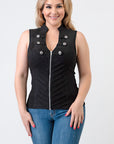 Sleeveless Suede Top with Silver Conchos PLUS-