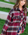 Hailee Plaid Shacket- Maroon/Plum