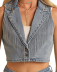 Denim Fringe Vest- BW98D03548-
