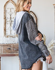 Checkered Hooded Shacket- MJ1065 - Black
