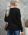 Black V-Neck Simple Sweater