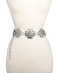 Etched Cross Concho Belt Silver