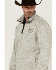 Quarter Zip Skull Fleece- Oatmeal- 173232-