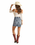 Denim Skirt with Star Print