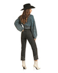 Charcoal Fringe Cropped Pant