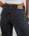 Low Rise Cargo Jean - Black
