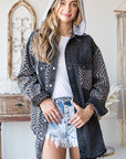 Checkered Hooded Shacket- MJ1065 - Black