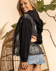 Denim Jacket with Skulls/Stars and Terry Hood