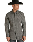 R&RD Diamond Button LS Charcoal Snap