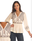 Empire Waist Embroidered Top- LW52T04695
