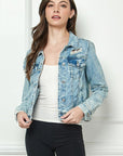Medium Wash Classic Distressed Jacket - VJ52930