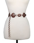 Round Square Concho Belt- Copper- L/XL
