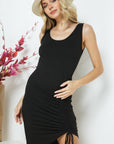 Cinched Knee Tank Dress- Black-