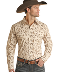 Floral PearlSnap - Tan-