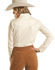Retro Embroidered Pearl Snap-