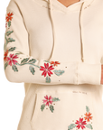 Lightweight Waffle Hoodie- Cream Embroidered - LW94T04624