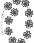 Aztec Cross Concho Belt- L/XL- Silver