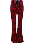 Animal Print Velvet Bell Bottom- Red-