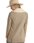 Wool Peacoat with Berber Collar- Cream-